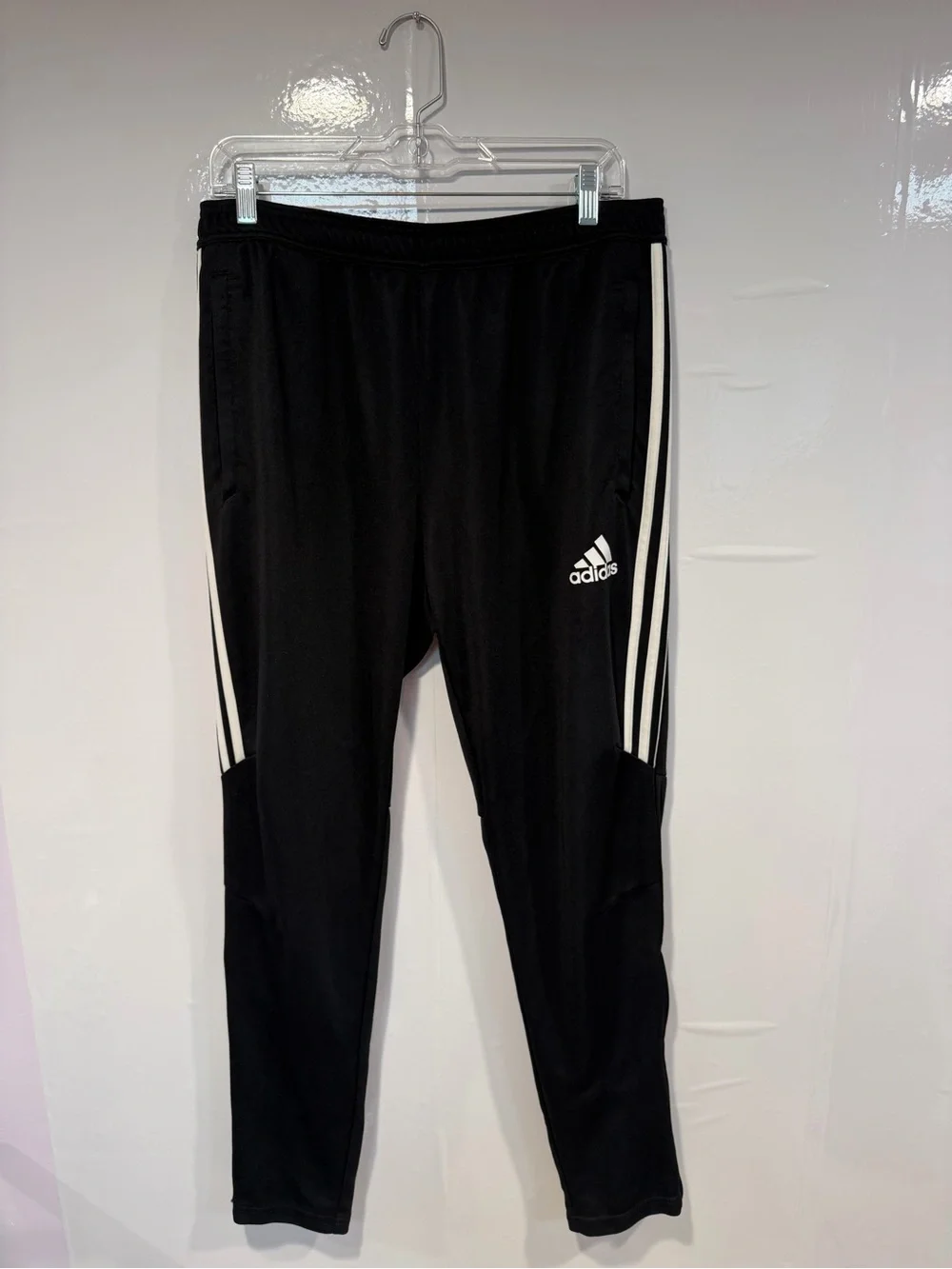 Adidas Black Athletic Track Pants with White Stripes